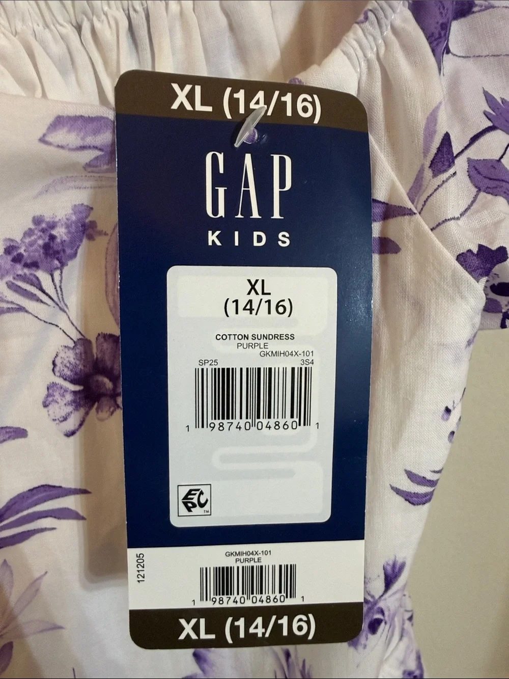 NWT GAP Girls' White and Purple Floral Off-Shoulder Dress
